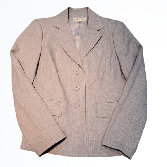 Evan Picone Jackets & Blazers - Evan Picone Women's 3 Button Longer Gray & Blue Dress Blazer Size 4 Bust 36 Inch